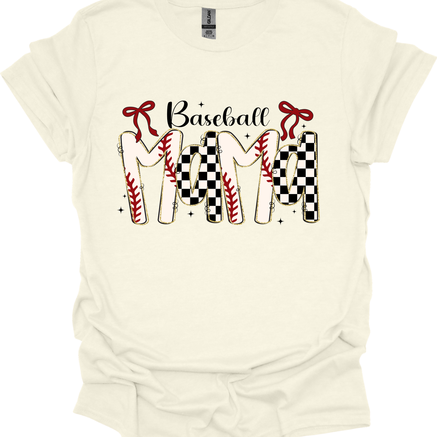 Baseball Mama Checkered and Bows - T-shirt and Sweatshirt