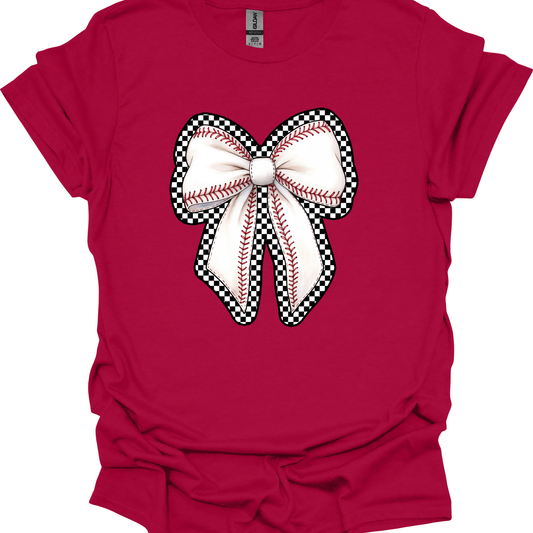 Checkered Baseball Bow Shirt/Sweatshirt