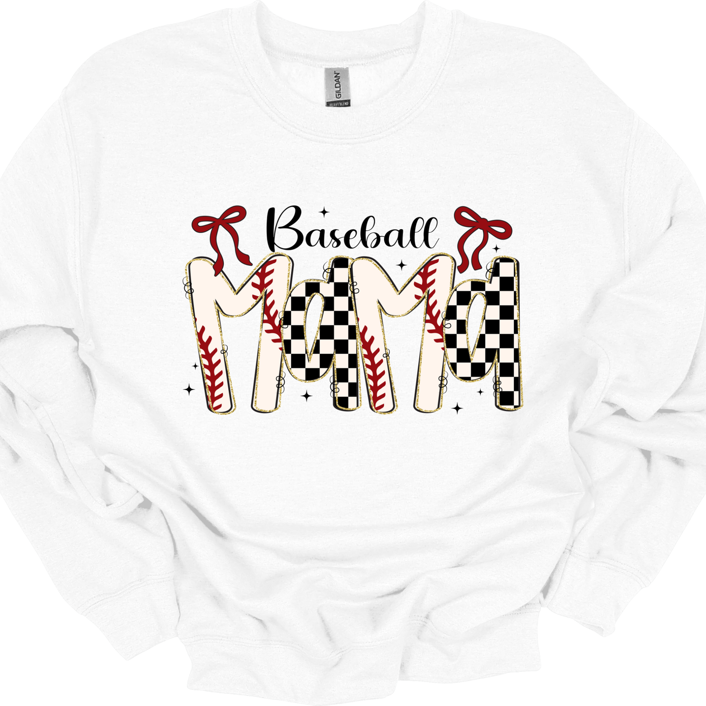 Baseball Mama Checkered and Bows - T-shirt and Sweatshirt