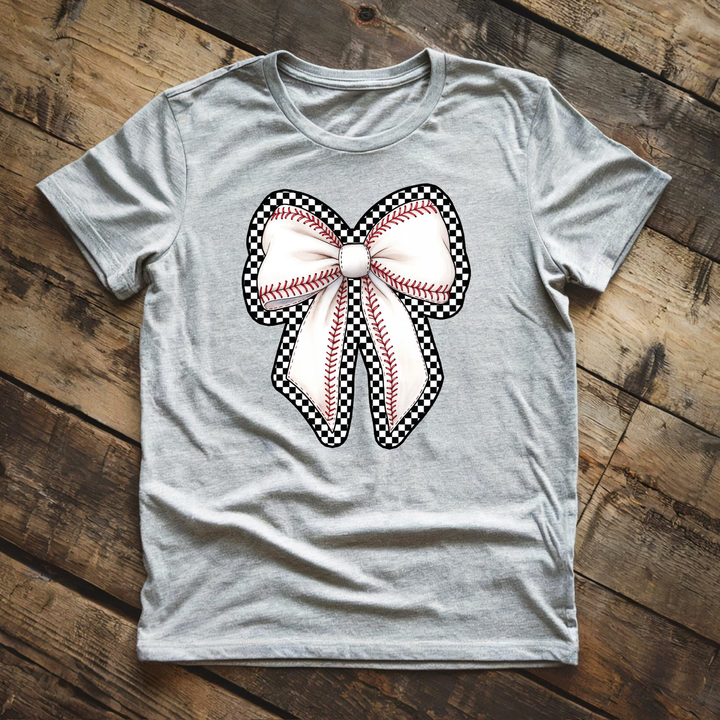 Checkered Baseball Bow Shirt/Sweatshirt