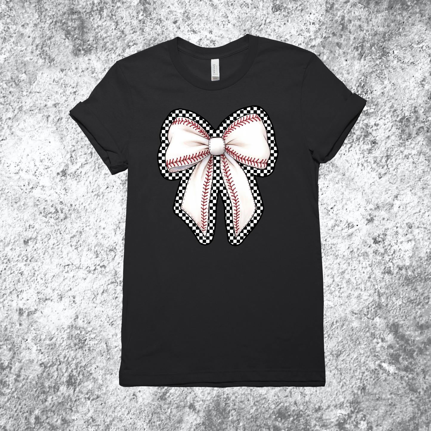 Checkered Baseball Bow Shirt/Sweatshirt