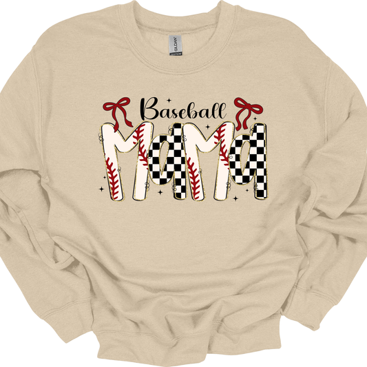 Baseball Mama Checkered and Bows - T-shirt and Sweatshirt