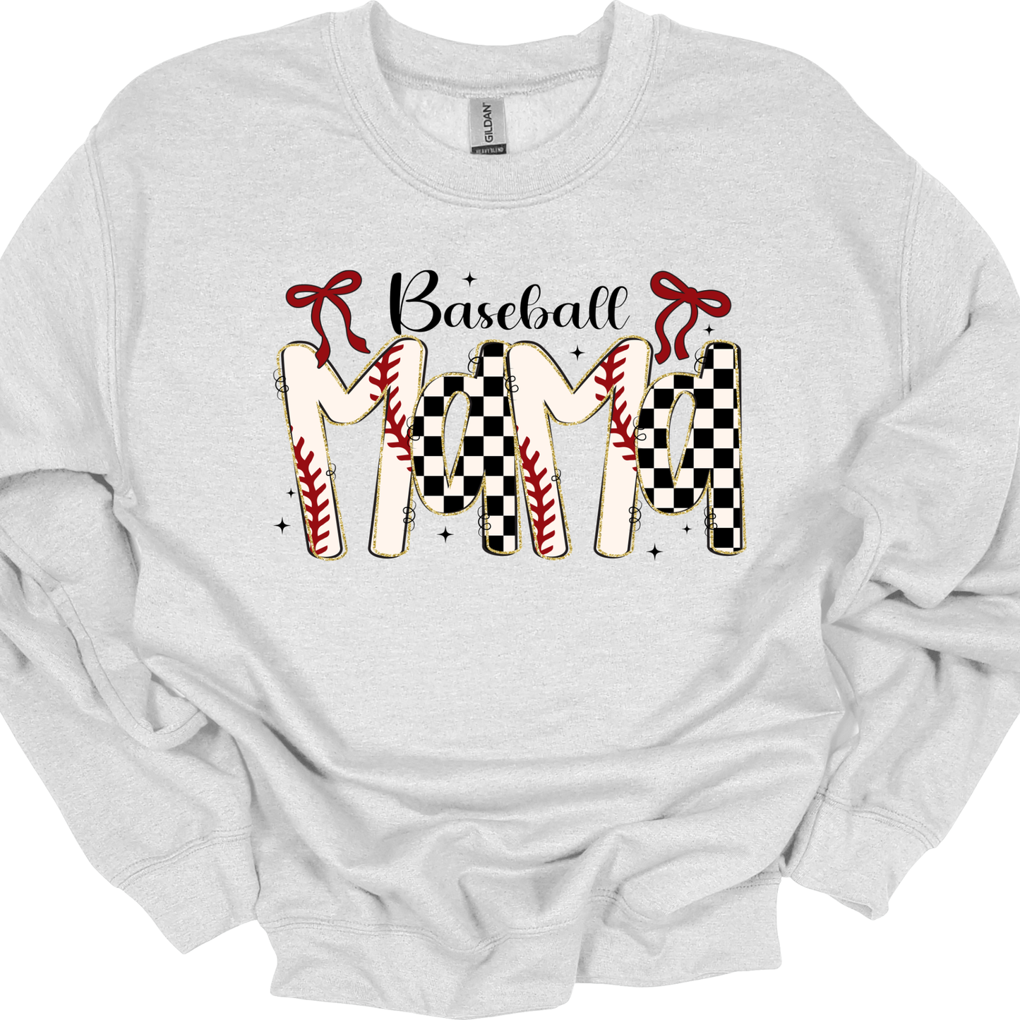 Baseball Mama Checkered and Bows - T-shirt and Sweatshirt